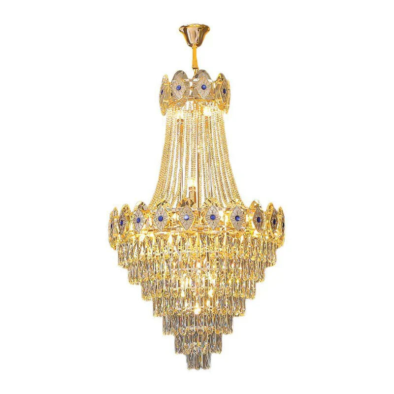 Decorbites™ Gold Runder Kronleuchter Dimmbare LED-Treppenlichter Luxus-Hängeleuchte