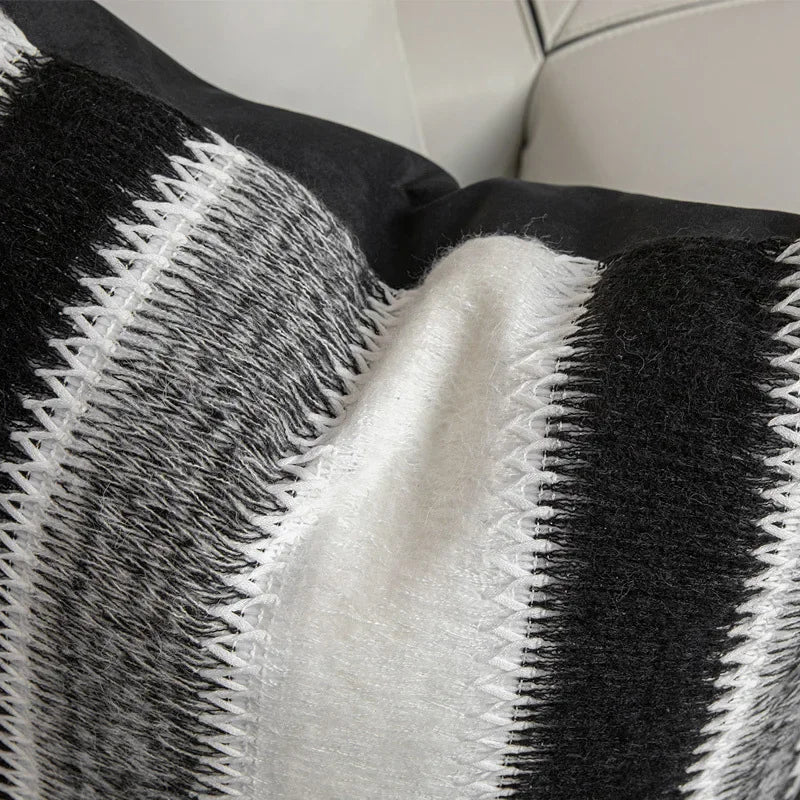 Decorbites™ Gestrickte Häkel-Kissenbezug Schwarz Grau Weiß Nordisch Einfach Luxuriös Kissenbezug