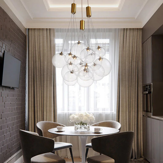 DecorBites™ Glass Ball LED Pendant Chandelier for Modern Spaces