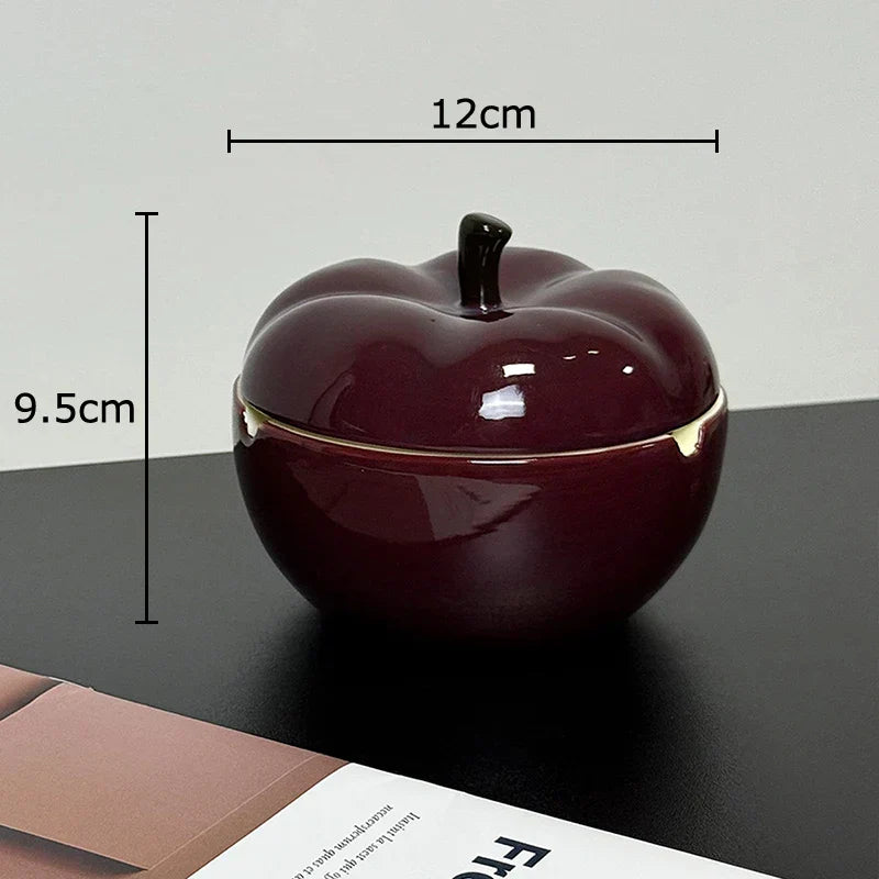 Decorbites™ Tiefrote Keramik-Apfel-Aschenbecher für Raucherzubehör im Zuhause und Büro