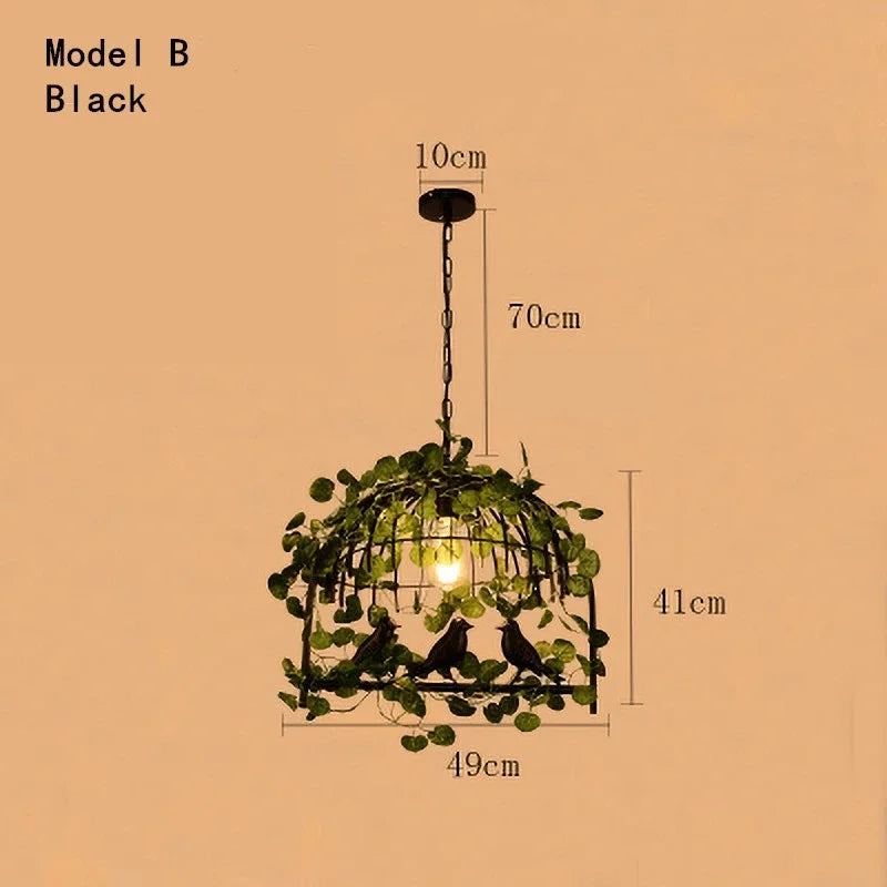 DecorBites™ Green Leaf Bird Cage Chandelier for Dining Table and Garden Decor