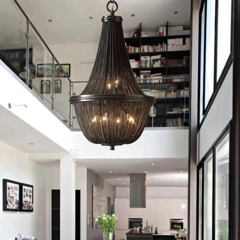 Decorbites™ Schwarze Aluminium-Ketten-Quaste-Hängeleuchte - Dimmbare Klassische Kronleuchter