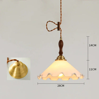 DecorBites™ Cracked Glass Copper Wooden Pendant Light for Home Indoor Living Room