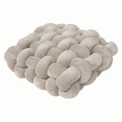 DecorBites™ Knot Square Pillows: Handmade Decor for Living Room, Bedroom, Office in Grey