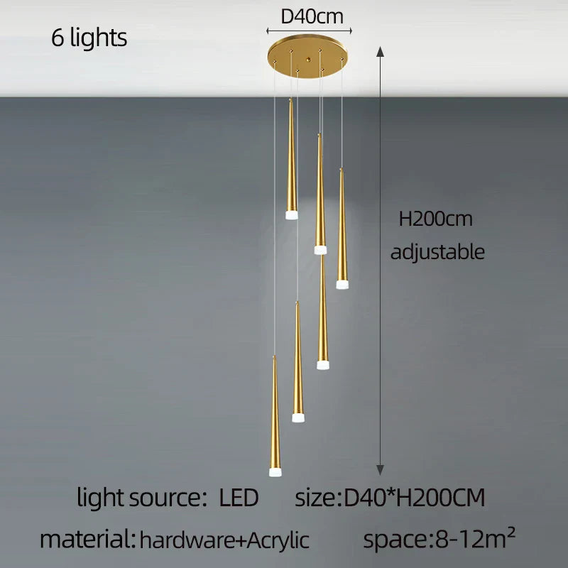 Decorbites™ Golden Tapered Chandelier LED - Moderne Innenbeleuchtung für Wohnzimmer, Küche und Flur