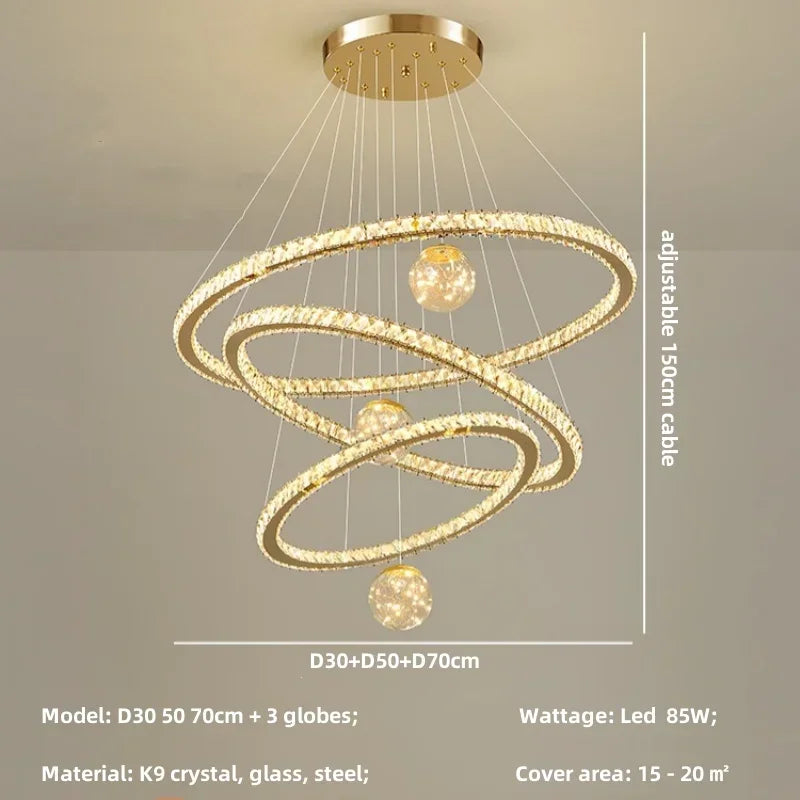Decorbites™ Kristall-LED-Kronleuchter: Moderne Pendelleuchten für das Wohnzimmer, Glasglobus-Hängeleuchte