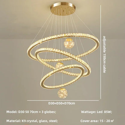 Decorbites™ Kristall-LED-Kronleuchter: Moderne Pendelleuchten für das Wohnzimmer, Glasglobus-Hängeleuchte