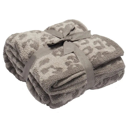 DecorBites™ Leopard Print Knitted Fleece Blanket: Super Soft & Lightweight for Sofa Nap