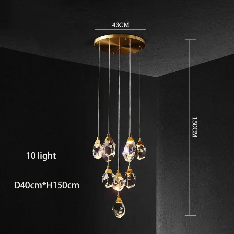 Decorbites™ Diamantkristall-Kronleuchter: Luxuriöse Gold-LED-Beleuchtung für Treppenhaus & Wohnzimmer