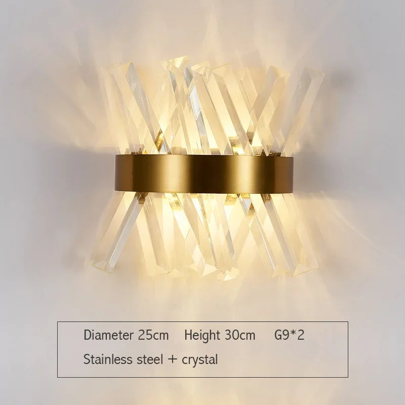 DecorBites™ Crystal Gold LED Wall Sconce Modern Light for Bedroom Living Room Home Decor