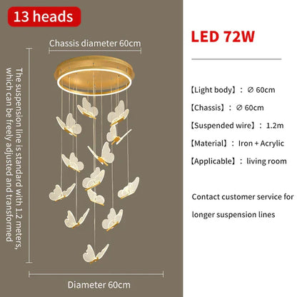 Decorbites™ Gold-LED-Schmetterlingsanhängerleuchten für Zuhause, Treppenhaus, Wohnzimmer, Schlafzimmer-Kronleuchter
