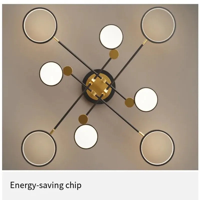 Gold 6-Head LED Ceiling Lamp With Remote