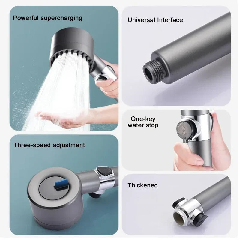 Decorbites™ Hochdruck-Duschkopf mit Filter, 4 Massagemodi, Wassersparend
