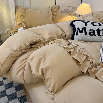 Decorbites™-Spitzen-Patchwork-Bettwäsche-Set, weiches Mikrofaser, für ein Voll-Queen-Größe-Bett mit Kissenbezug