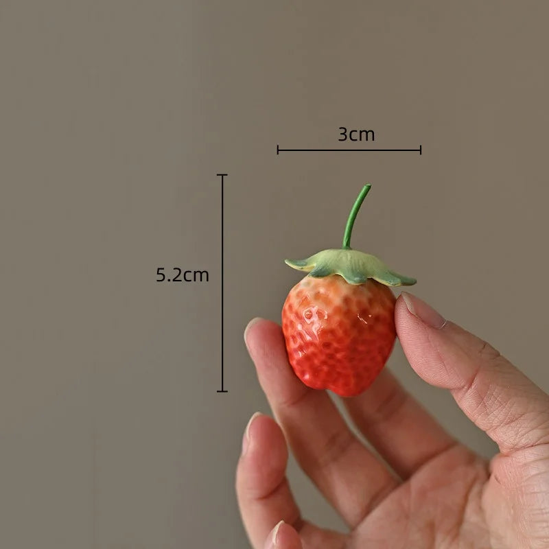 DecorBites™ Fruit Sculpture Tea Caddy Home Decor Ornament Strawberries Persimmon Decoration
