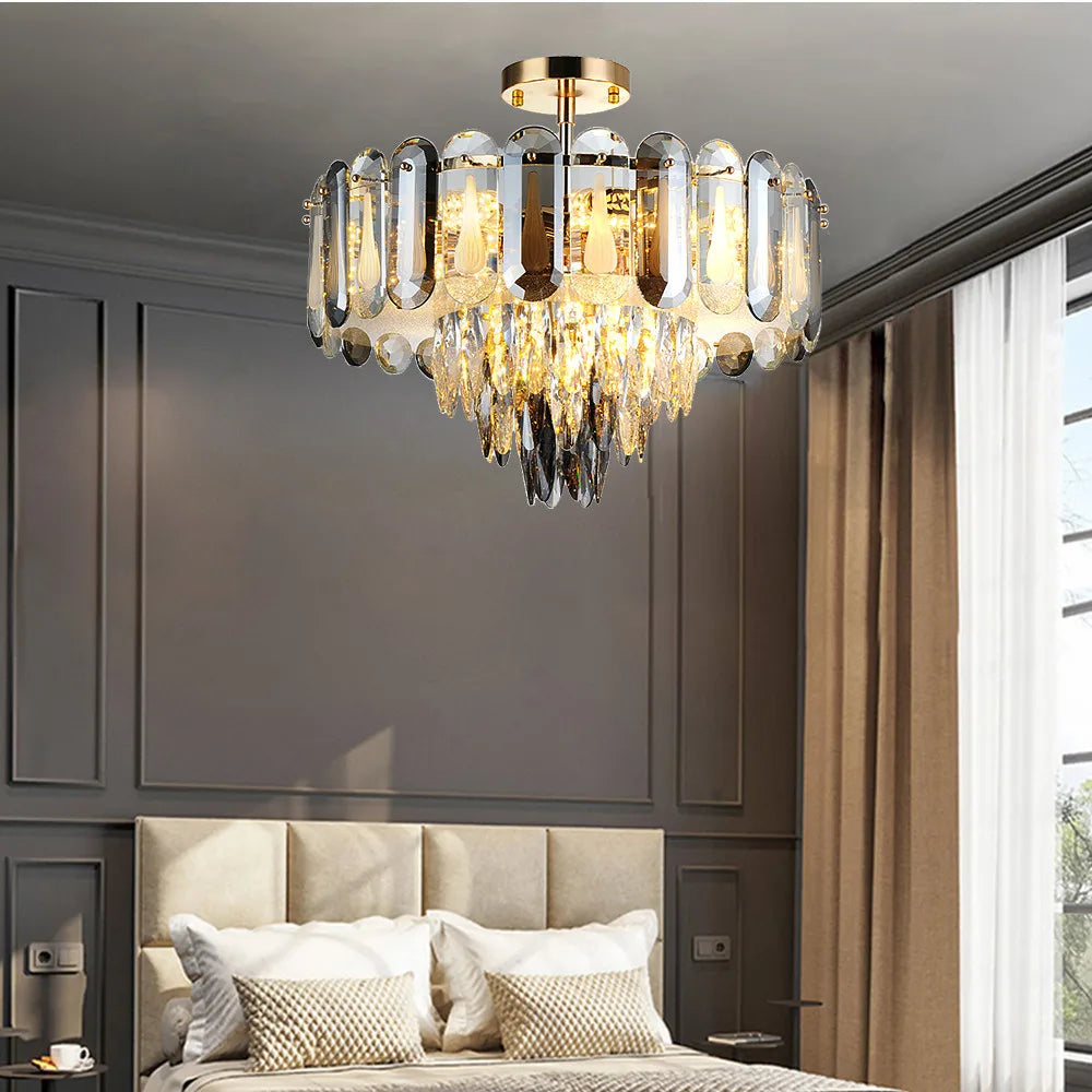 DecorBites™ Crystal LED Ceiling Chandelier Modern Living Room Pendant Light