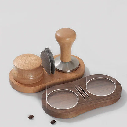 Decorbites™ Espressotamper & Tampierstation | Holzbasis | 51/53/54/58 mm | Espressozubehör
