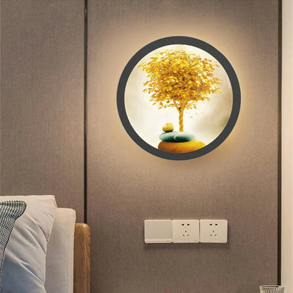 Decorbites™ Industrielle Acryl-Runde Wandlampe | Vintage Wandleuchten mit Wandmalerei für Schlafzimmerdekoration
