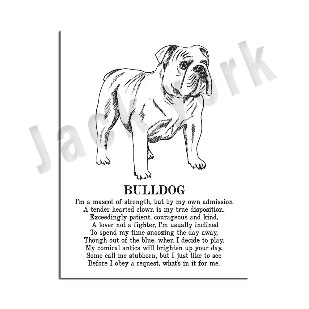 Decorbites™ Gemütliche Hunde-Kollektion: Hundepoesie-Poster mit Lhasa, Schäferhund, Terrier, Bulldogge, Tibetischer, Yorkie