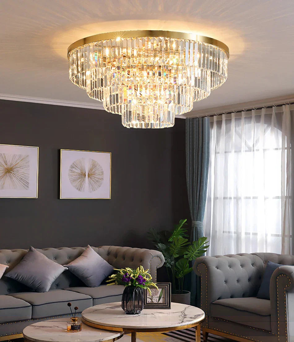 Decorbites™ Gold LED Kristall-Deckenleuchte für modernes Wohnzimmer, luxuriöse Heimdekoration