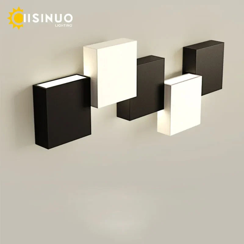 DecorBites™ Geometric LED Wall Sconce Black White Light for Living Room Bedroom Hallway