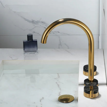 Decorbites™ Gold Messing- und Marmor-Armatur für Waschbecken, 8 Zoll, Auslaufmischer