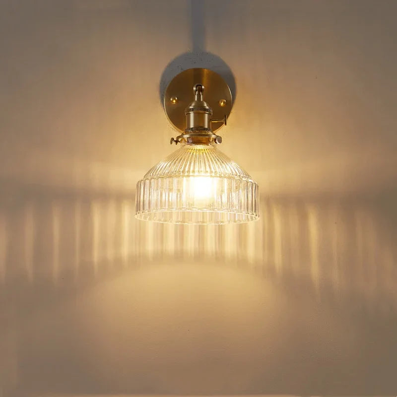 DecorBites™ Glass Pull Chain LED Wall Lamp Copper Socket Study Living Room Stair Light