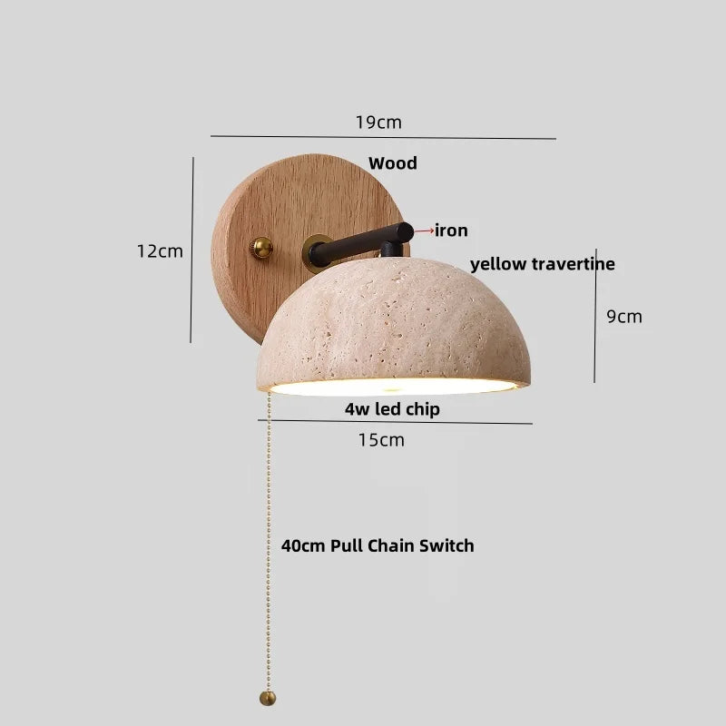 DecorBites™ Iron Yellow Travertine LED Wall Sconce for Bedroom, Bathroom, Mirror Light