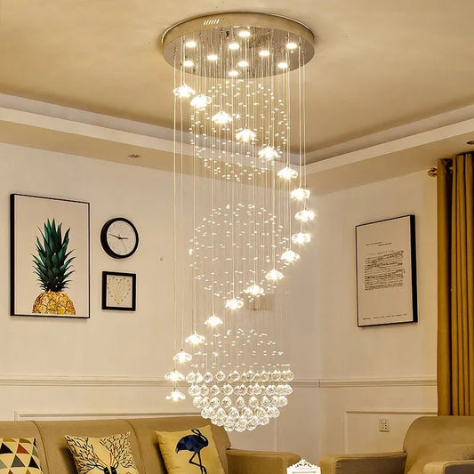 Decorbites™ Kristall-Hängeluster für den Loft - Elegante Deckenbeleuchtung für Treppenhaus und Raumdekoration