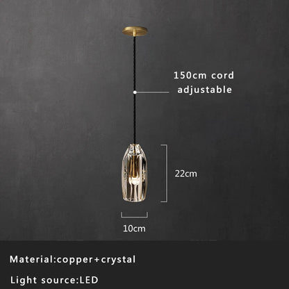 DecorBites™ Crystal Copper Pendant Lights Gold Home Decor Glass Hanging Lamp