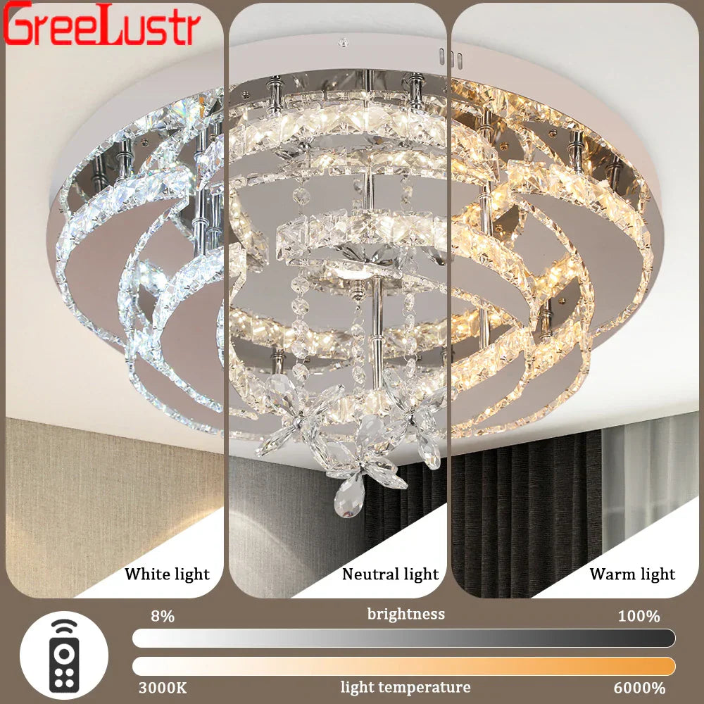 Decorbites™ Kristall-Regentropfen-Blumen-Fernbedienungs-LED-Kronleuchter-Deckenleuchte für das Wohnzimmer