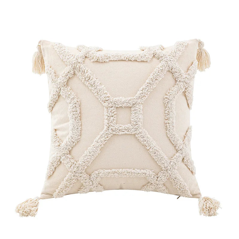 Decorbites™ Geometrisches Tufted-Kissenbezug Beige Patchwork-Kissenbezüge Wabi-Sabi-Stil