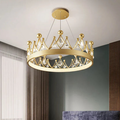 DecorBites™ Crown Crystal Chandelier Pendant Light for Bedroom and Living Room Decor