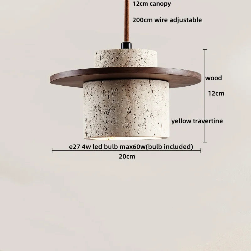 Decorbites™ Japanischer Stil LED-Hängeleuchten mit Holz-Baldachin und Zement-Lampenschirm