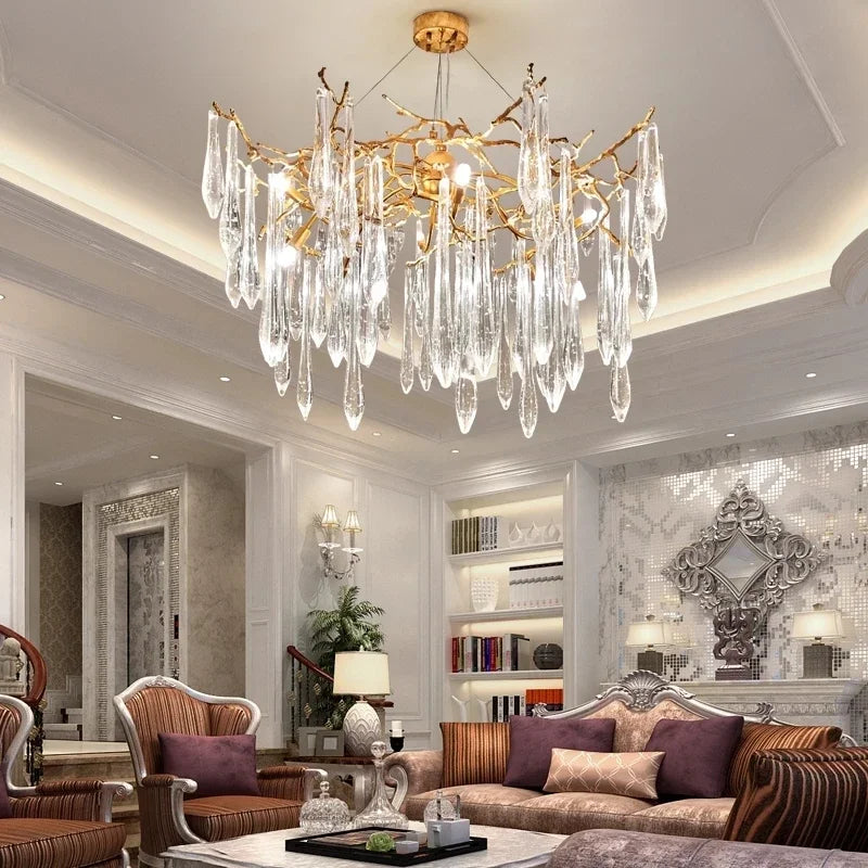 Decorbites™ Kristall-Wassertropfen-LED-Kronleuchter: Modernes Luxus-Zweigen-Design für Wohn- und Esszimmer