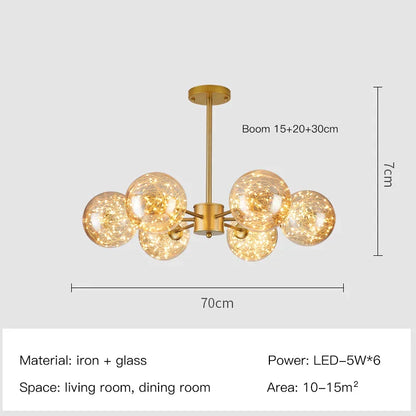 Decorbites™ Gold Star Glas-Kugelleuchte: Moderne nordische LED-Kronleuchter für die Hausdekoration
