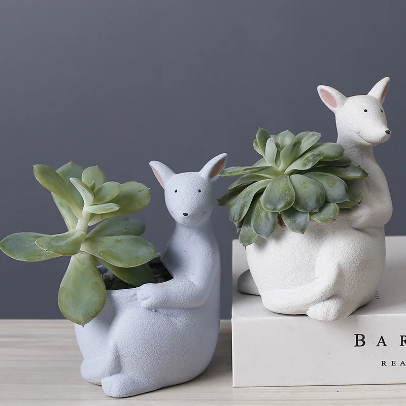 Decorbites™ Känguru-Cartoon-Keramik-Blumentopf-Vase für Kakteen, Sukkulenten und Pflanzen