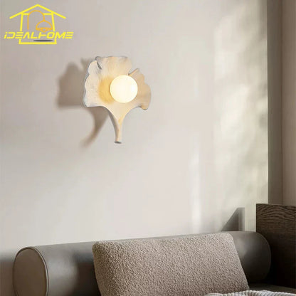 Decorbites™ Ginkgo-Biloba-Harz-Wandleuchte LED-Kunst-Dekoration für Schlafzimmer & Wohnzimmer