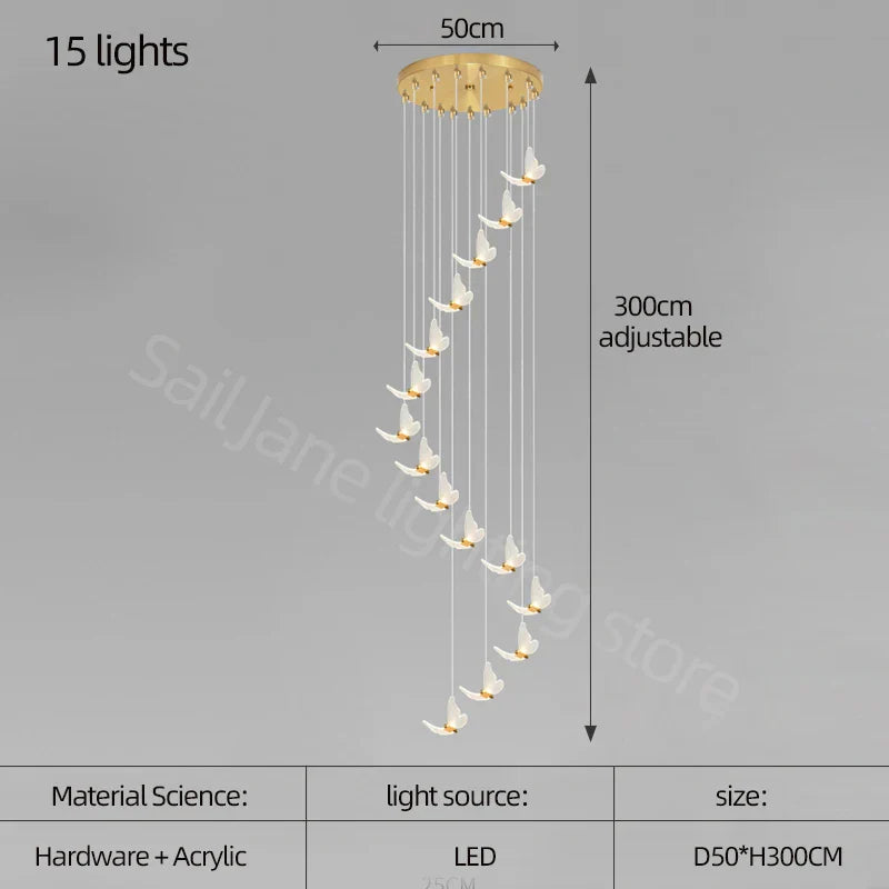 Decorbites™ Goldene Schmetterlings-LED-Kronleuchter: Modernes nordisches stilvolles Innenbeleuchtung für Wohnzimmer, Schlafzimmer und Küche.