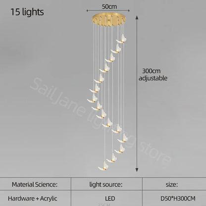 Decorbites™ Goldene Schmetterlings-LED-Kronleuchter: Modernes nordisches stilvolles Innenbeleuchtung für Wohnzimmer, Schlafzimmer und Küche.