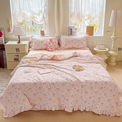 Decorbites™ Koreanische Baumwoll-Patchwork-Decke mit Spitze und Rüsche für den Sommer