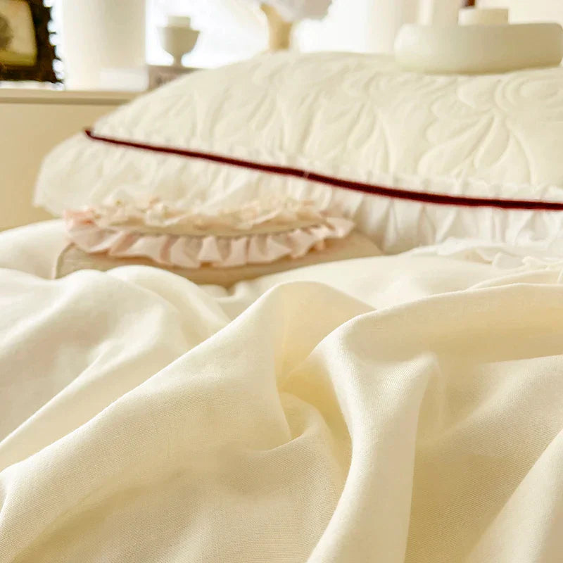 Solid Ruffles Cotton Bedding