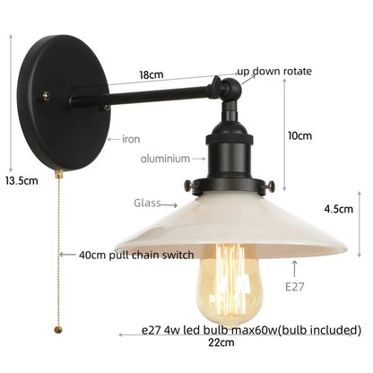 DecorBites™ LED Wall Lights: Industrial Style Bedside Lamp for Kitchen, Reading, Cafe - White Class