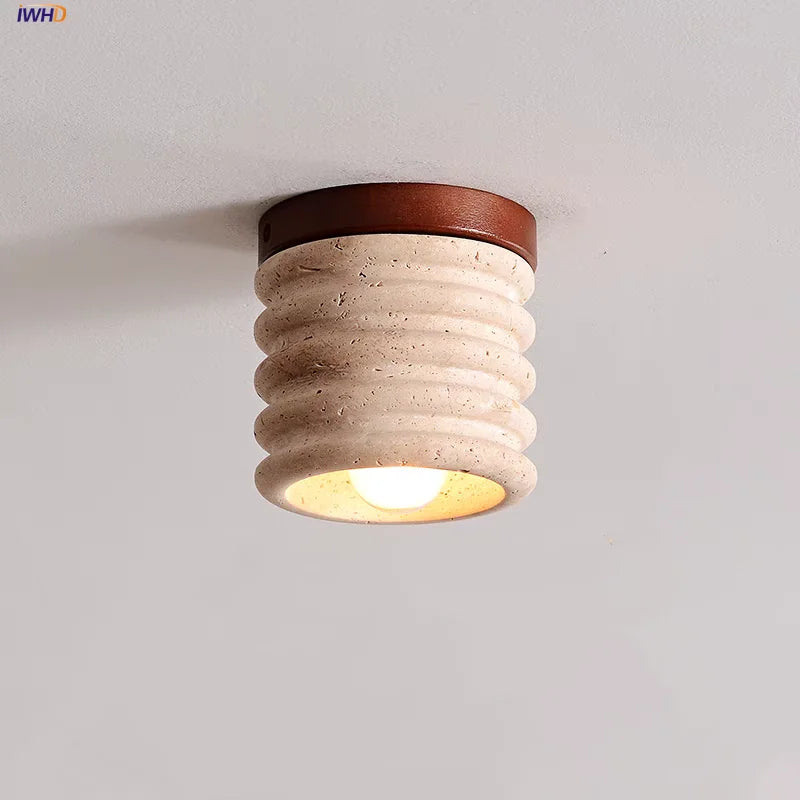 Decorbites™ LED Holz Gelber Travertin Deckenleuchte – Moderner Stil für die Hausdekoration