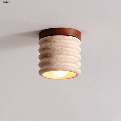 Decorbites™ LED Holz Gelber Travertin Deckenleuchte – Moderner Stil für die Hausdekoration