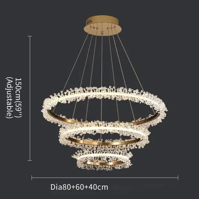 Decorbites™ Kristall-Gold-Ring-LED-Kronleuchter für die Heimdekoration im luxuriösen Wohnzimmer, Esszimmer und Schlafzimmer