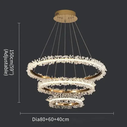 Decorbites™ Kristall-Gold-Ring-LED-Kronleuchter für die Heimdekoration im luxuriösen Wohnzimmer, Esszimmer und Schlafzimmer