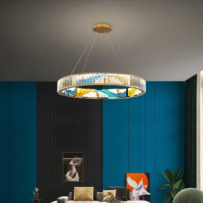 Decorbites™ Circle Stahl LED Pendelleuchter, Moderne dimmbare Beleuchtung für Wohnzimmer und Heimdekoration