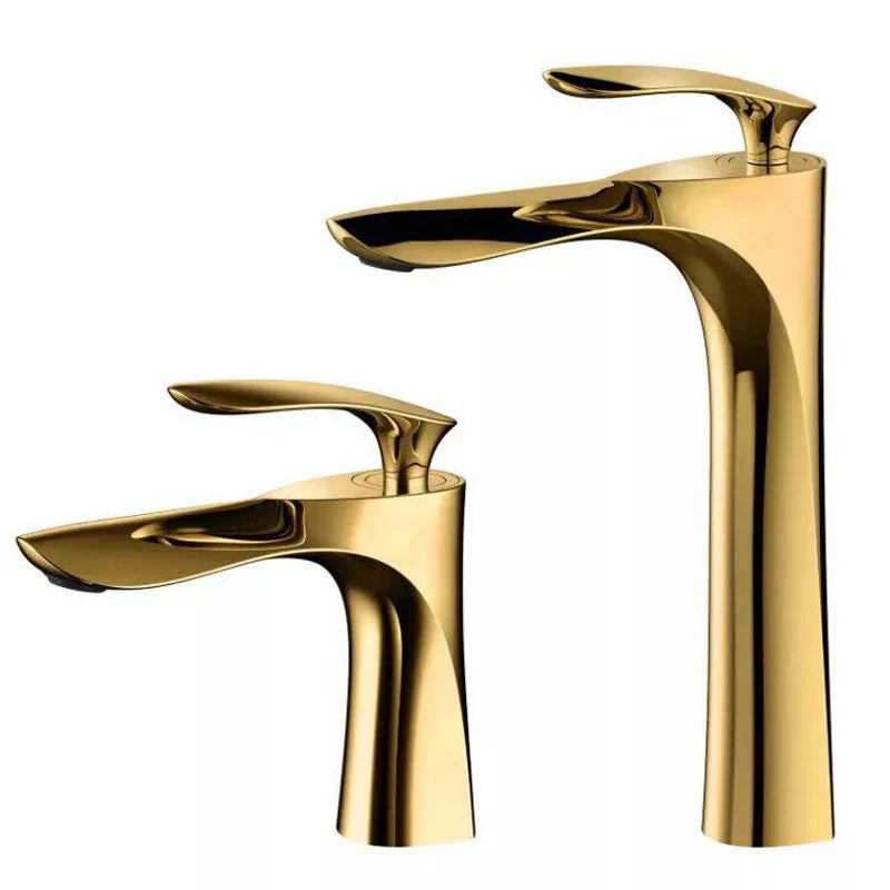 Decorbites™ Gold Beckenmischer Armatur Hoher Goldener Wasserfall Hahn für Waschbecken und Toilette