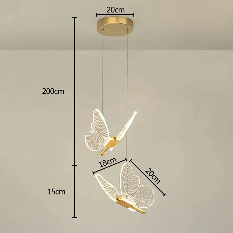 Decorbites™ Gold-LED-Schmetterlingsanhängerleuchten für Zuhause, Treppenhaus, Wohnzimmer, Schlafzimmer-Kronleuchter